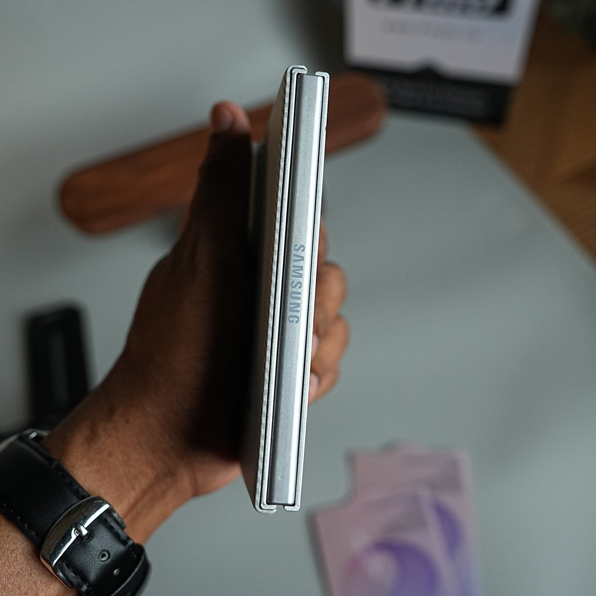 Carbon Fiber Texture Magnetic Case for Galaxy Z Fold 8 | With Tempered Glass Screen Protector