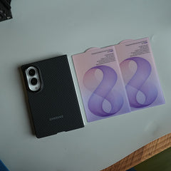 Carbon Fiber Texture Magnetic Case for Galaxy Z Fold 8 | With Tempered Glass Screen Protector