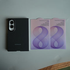 Carbon Fiber Texture Magnetic Case for Galaxy Z Fold 8 | With Tempered Glass Screen Protector