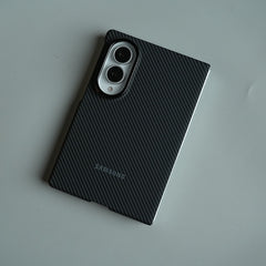 Carbon Fiber Texture Magnetic Case for Galaxy Z Fold 8 | With Tempered Glass Screen Protector