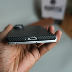 Carbon Fiber Texture Magnetic Case for Galaxy Z Fold 8 | With Tempered Glass Screen Protector