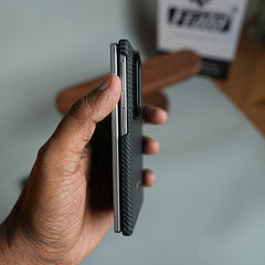 Carbon Fiber Texture Magnetic Case for Galaxy Z Fold 8 | With Tempered Glass Screen Protector