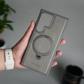Galaxy S24 Ultra Leather Case | Luxury Metal Ring Stand Back Cover | Shockproof Protective Case