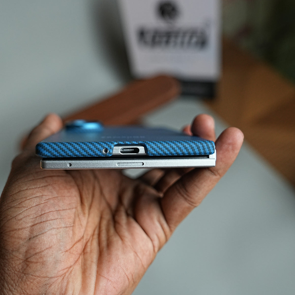 Carbon Fiber Texture Magnetic Case for Galaxy Z Fold 8 | With Tempered Glass Screen Protector