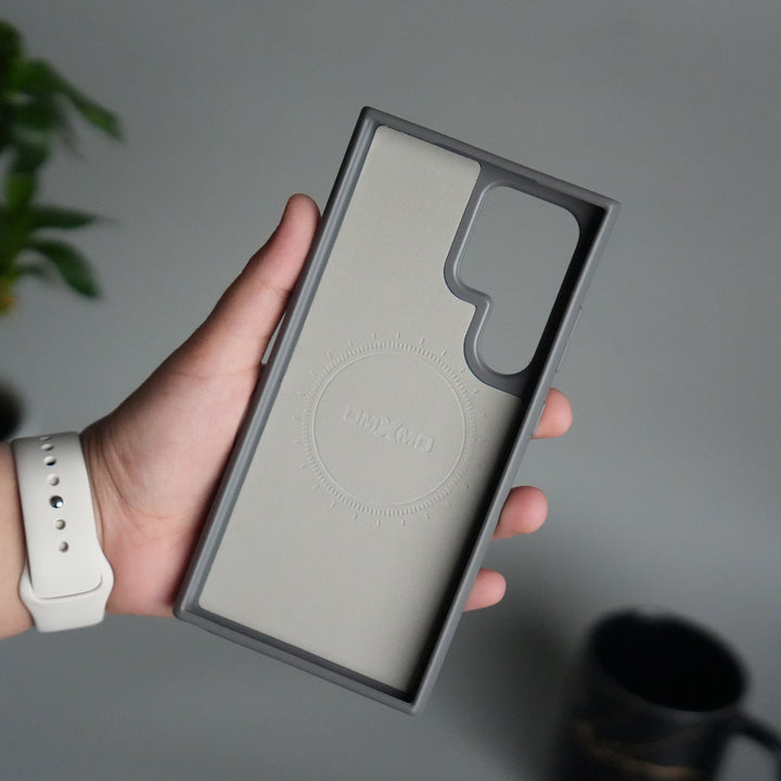 Galaxy S25 Ultra Leather Case | Luxury Metal Ring Stand Back Cover | Shockproof Protective Case