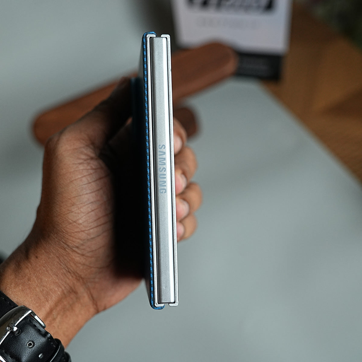 Carbon Fiber Texture Magnetic Case for Galaxy Z Fold 8 | With Tempered Glass Screen Protector