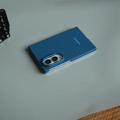 Carbon Fiber Texture Magnetic Case for Galaxy Z Fold 8 | With Tempered Glass Screen Protector