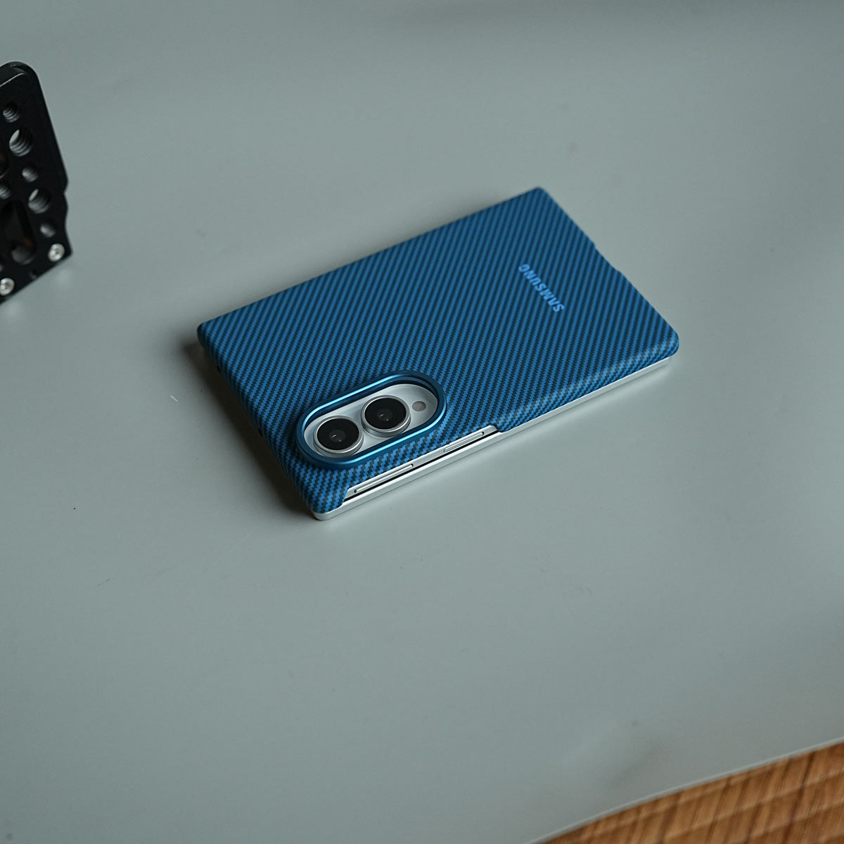 Carbon Fiber Texture Magnetic Case for Galaxy Z Fold 8 | With Tempered Glass Screen Protector