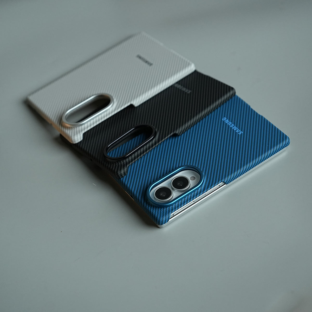 Carbon Fiber Texture Magnetic Case for Galaxy Z Fold 8 | With Tempered Glass Screen Protector