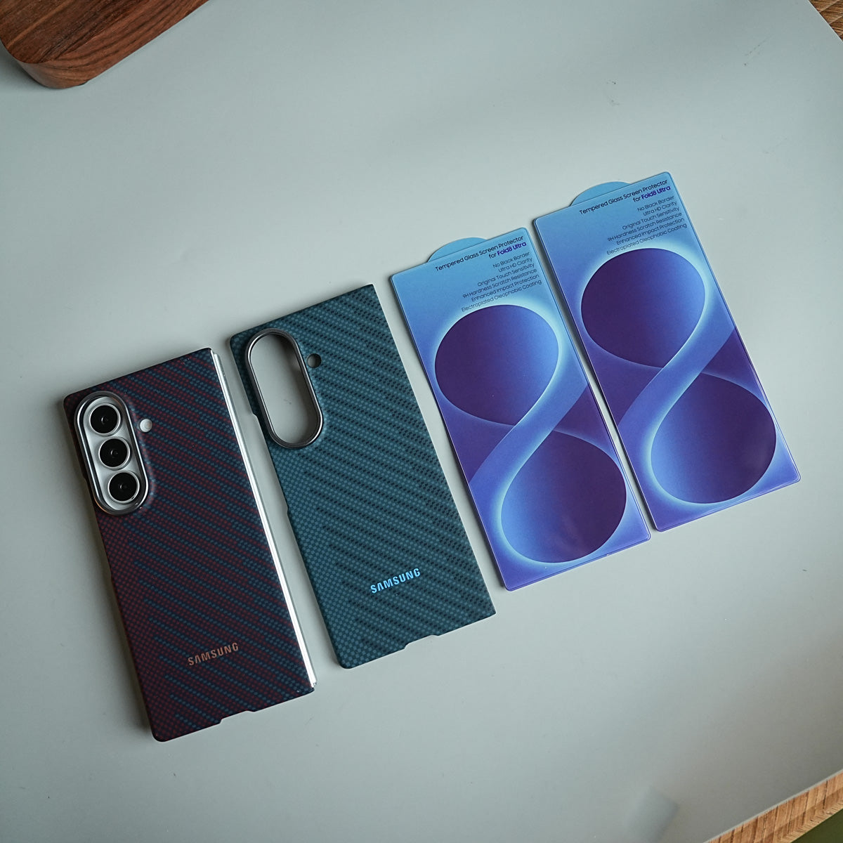 Carbon Fiber Texture Magnetic Case for Galaxy Z Fold 8 Ultra | With Tempered Glass Screen Protector