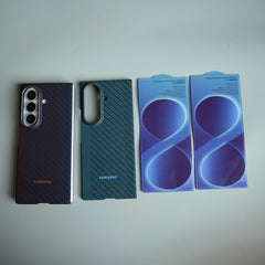 Carbon Fiber Texture Magnetic Case for Galaxy Z Fold 8 Ultra | With Tempered Glass Screen Protector