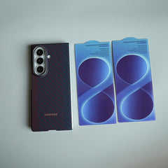 Carbon Fiber Texture Magnetic Case for Galaxy Z Fold 8 Ultra | With Tempered Glass Screen Protector