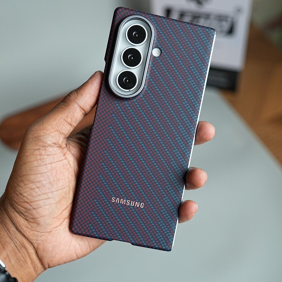 Carbon Fiber Texture Magnetic Case for Galaxy Z Fold 8 Ultra | With Tempered Glass Screen Protector
