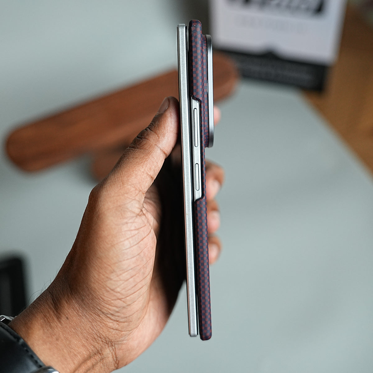 Carbon Fiber Texture Magnetic Case for Galaxy Z Fold 8 Ultra | With Tempered Glass Screen Protector