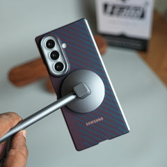 Carbon Fiber Texture Magnetic Case for Galaxy Z Fold 8 Ultra | With Tempered Glass Screen Protector