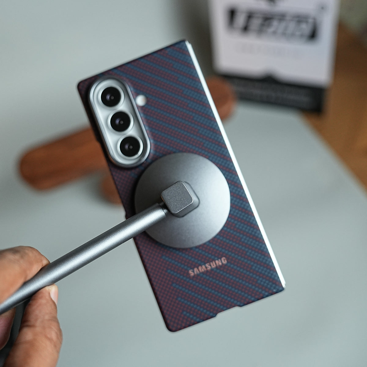 Carbon Fiber Texture Magnetic Case for Galaxy Z Fold 8 Ultra | With Tempered Glass Screen Protector