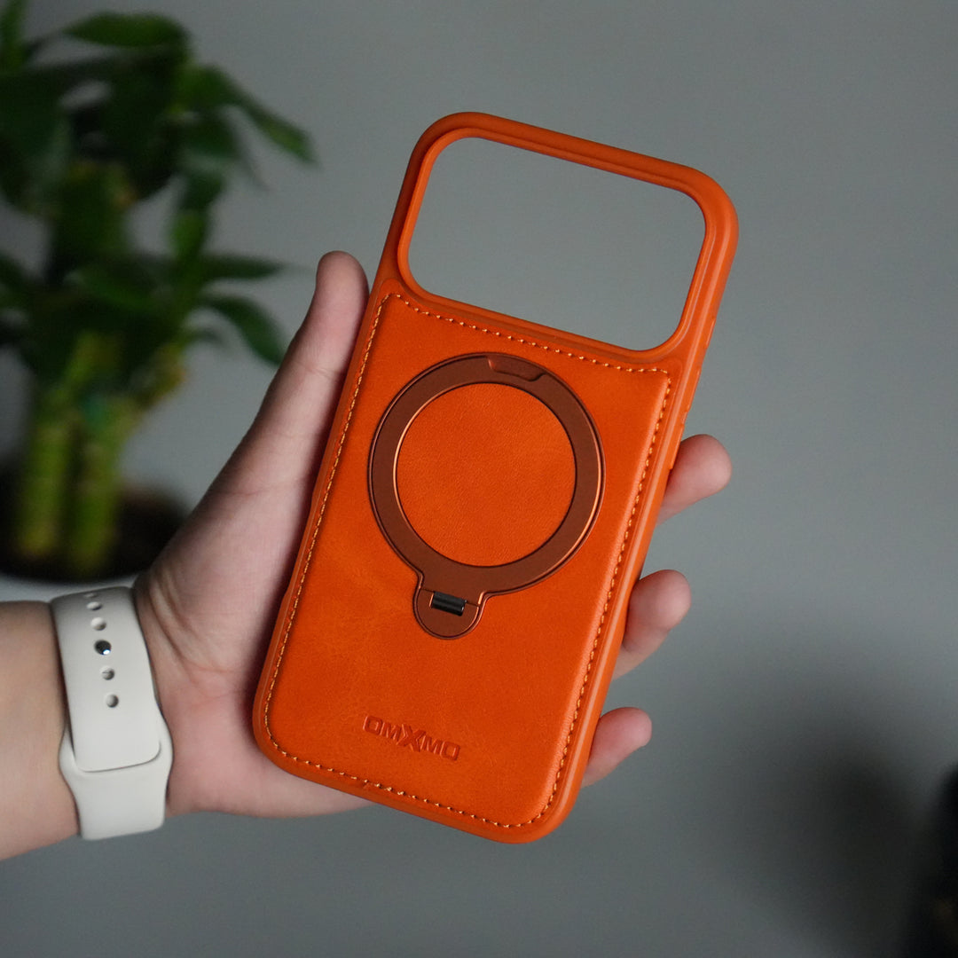 iPhone 17 Pro Max Premium PU Leather Kickstand Case | Luxury Shockproof Protective Back Cover