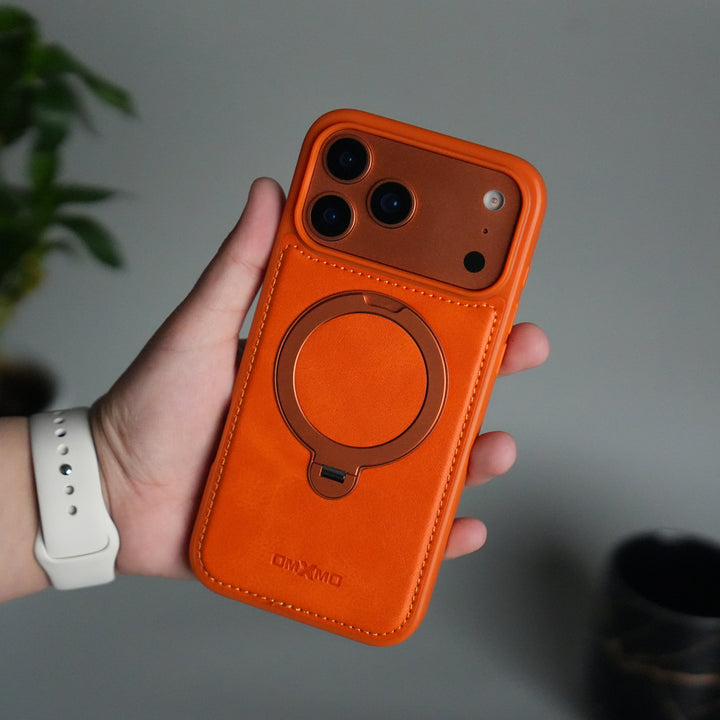 iPhone 17 Pro Max Premium PU Leather Kickstand Case | Luxury Shockproof Protective Back Cover