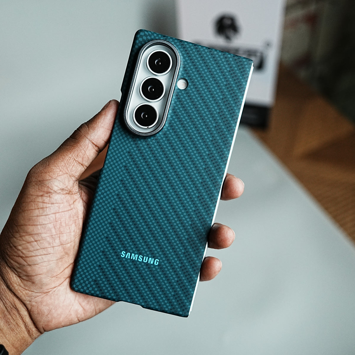Carbon Fiber Texture Magnetic Case for Galaxy Z Fold 8 Ultra | With Tempered Glass Screen Protector