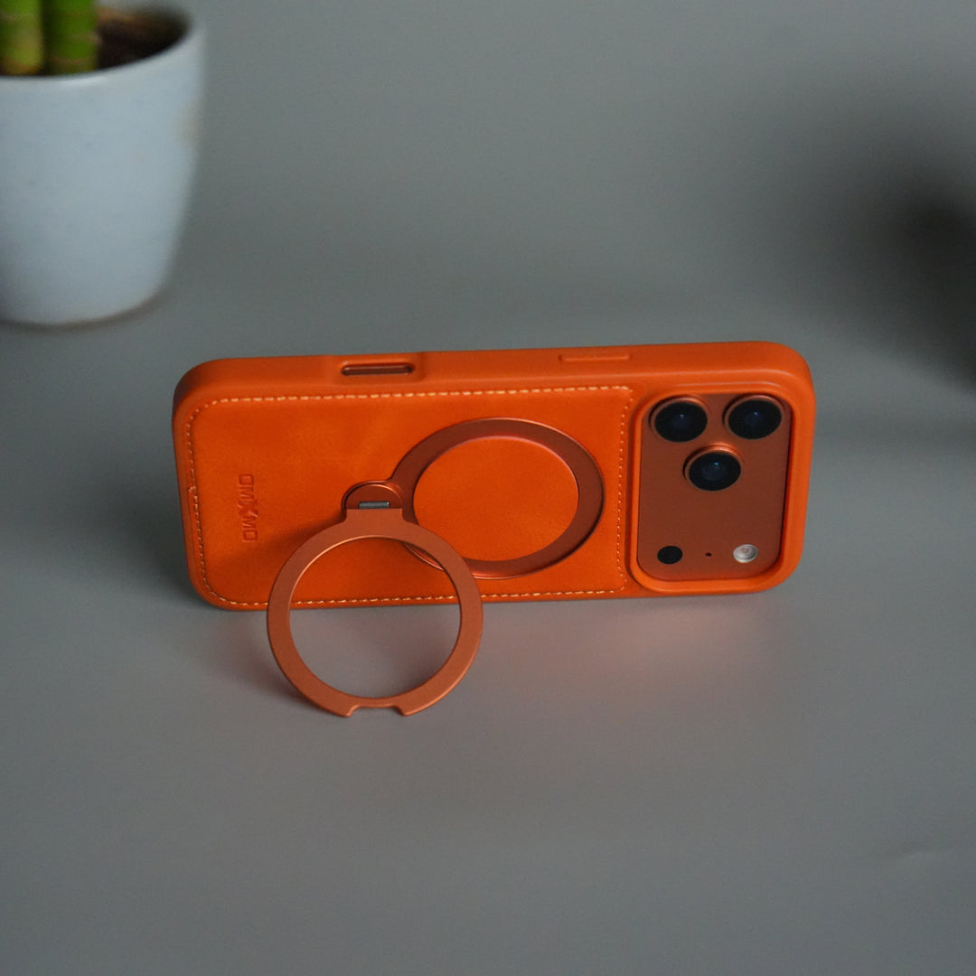 iPhone 17 Pro Max Premium PU Leather Kickstand Case | Luxury Shockproof Protective Back Cover