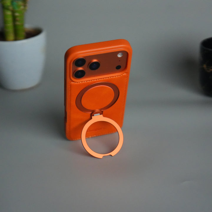 iPhone 17 Pro Max Premium PU Leather Kickstand Case | Luxury Shockproof Protective Back Cover