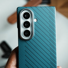 Carbon Fiber Texture Magnetic Case for Galaxy Z Fold 8 Ultra | With Tempered Glass Screen Protector