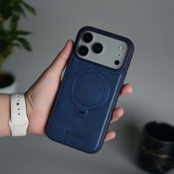 iPhone 17 Pro Max Premium PU Leather Kickstand Case | Luxury Shockproof Protective Back Cover