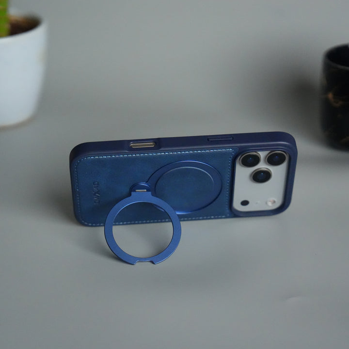 iPhone 17 Pro Max Premium PU Leather Kickstand Case | Luxury Shockproof Protective Back Cover