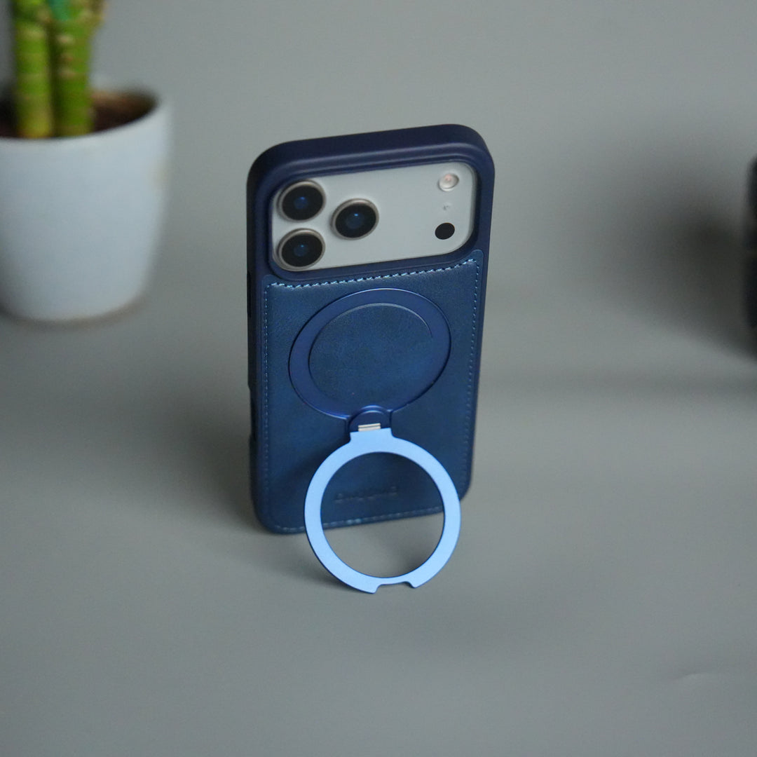 iPhone 17 Pro Max Premium PU Leather Kickstand Case | Luxury Shockproof Protective Back Cover