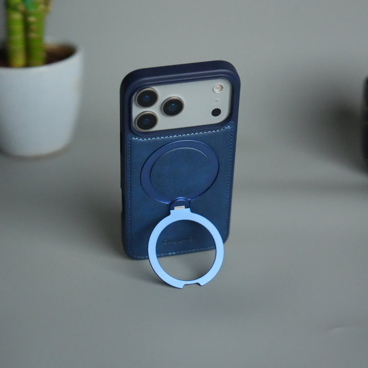 iPhone 17 Pro Max Premium PU Leather Kickstand Case | Luxury Shockproof Protective Back Cover