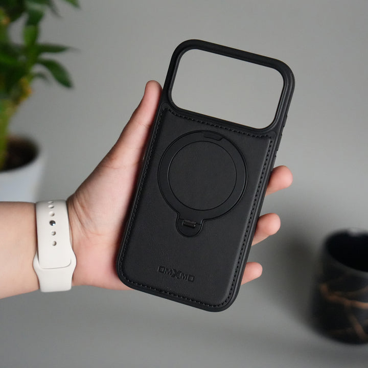 iPhone 17 Pro Max Premium PU Leather Kickstand Case | Luxury Shockproof Protective Back Cover