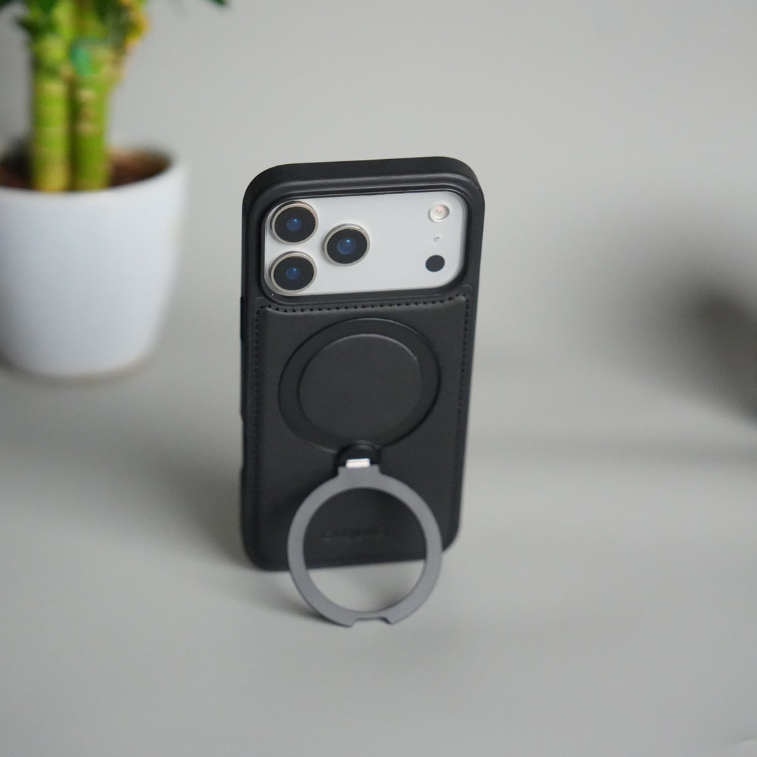 iPhone 17 Pro Max Premium PU Leather Kickstand Case | Luxury Shockproof Protective Back Cover