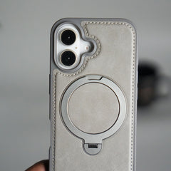 iPhone 17 Premium PU Leather Kickstand Case | Luxury Shockproof Protective Back Cover