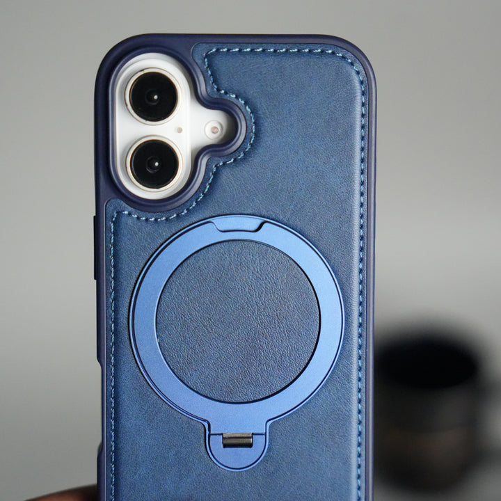 iPhone 17 Premium PU Leather Kickstand Case | Luxury Shockproof Protective Back Cover