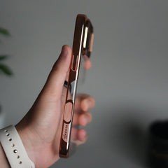 iPhone 17 Pro Max Clear Transparent Case | Slim Back Cover with Electroplated Edges | Desert Gold