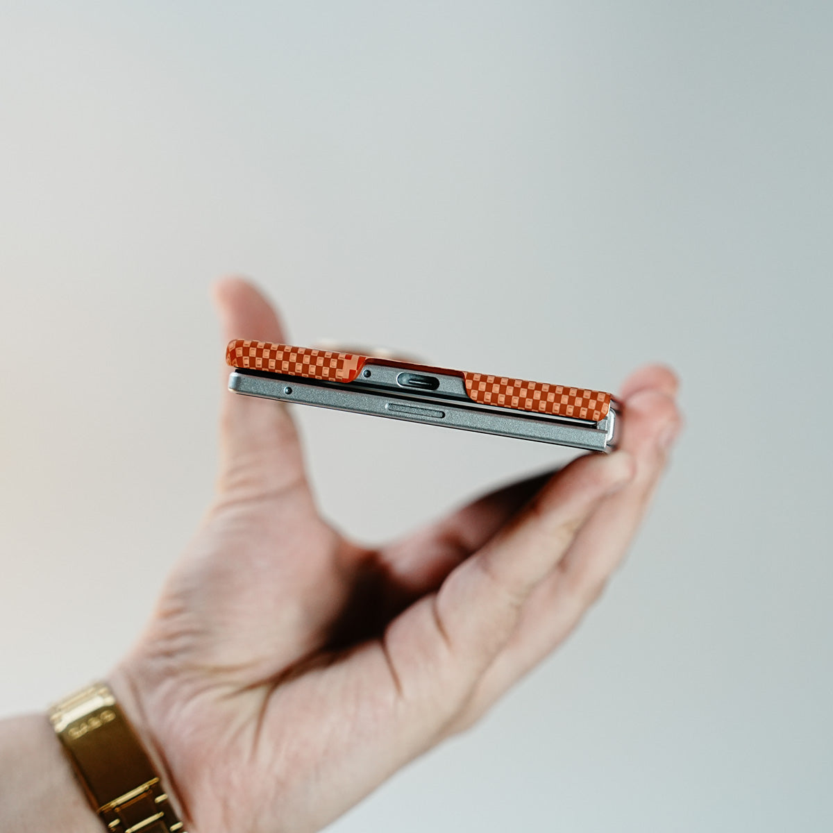 Check Pattern Magnetic Back Case for Galaxy Z Fold 8 | Chevron Stripe Design