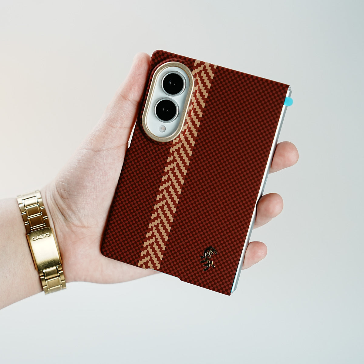 Check Pattern Magnetic Back Case for Galaxy Z Fold 8 | Chevron Stripe Design