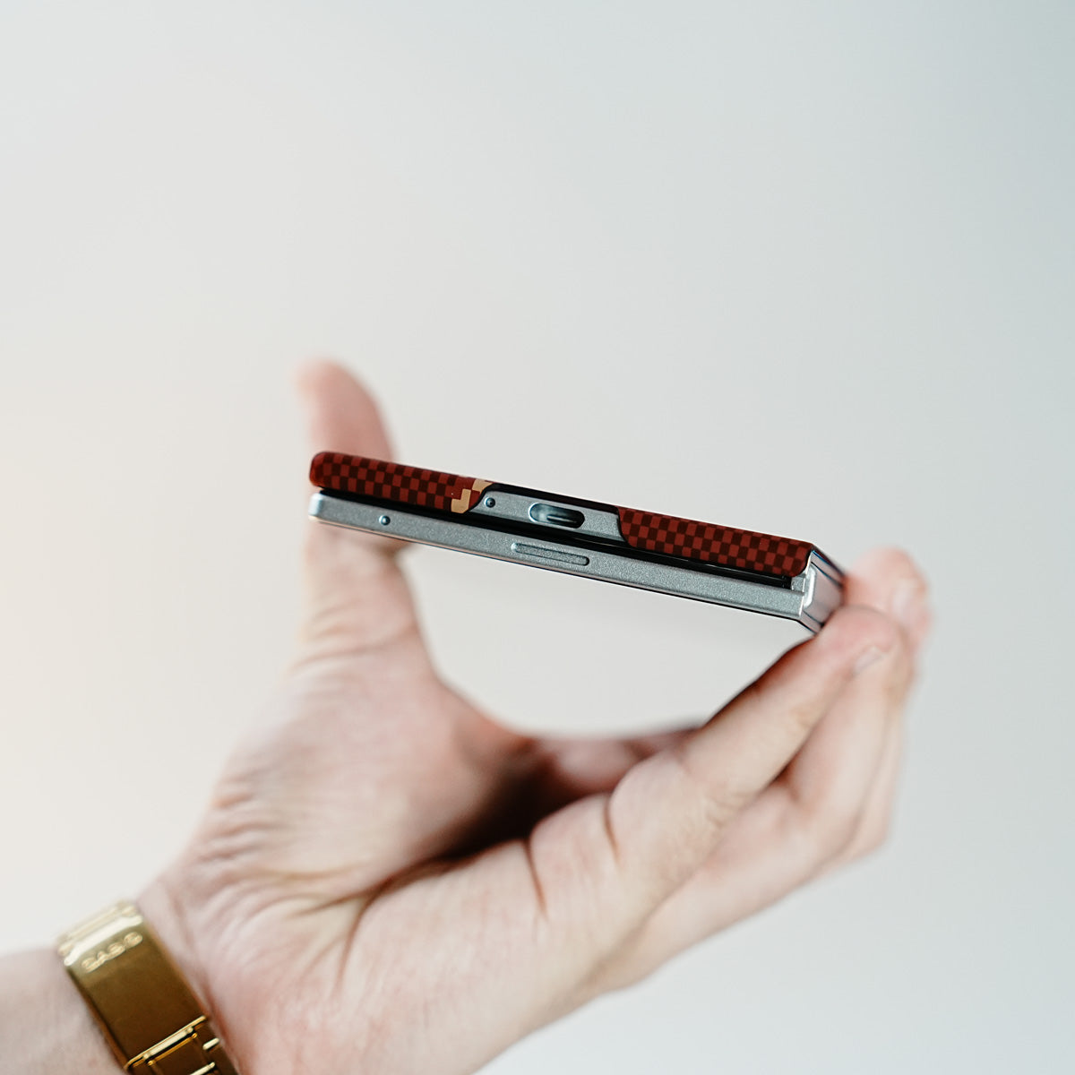 Check Pattern Magnetic Back Case for Galaxy Z Fold 8 | Chevron Stripe Design