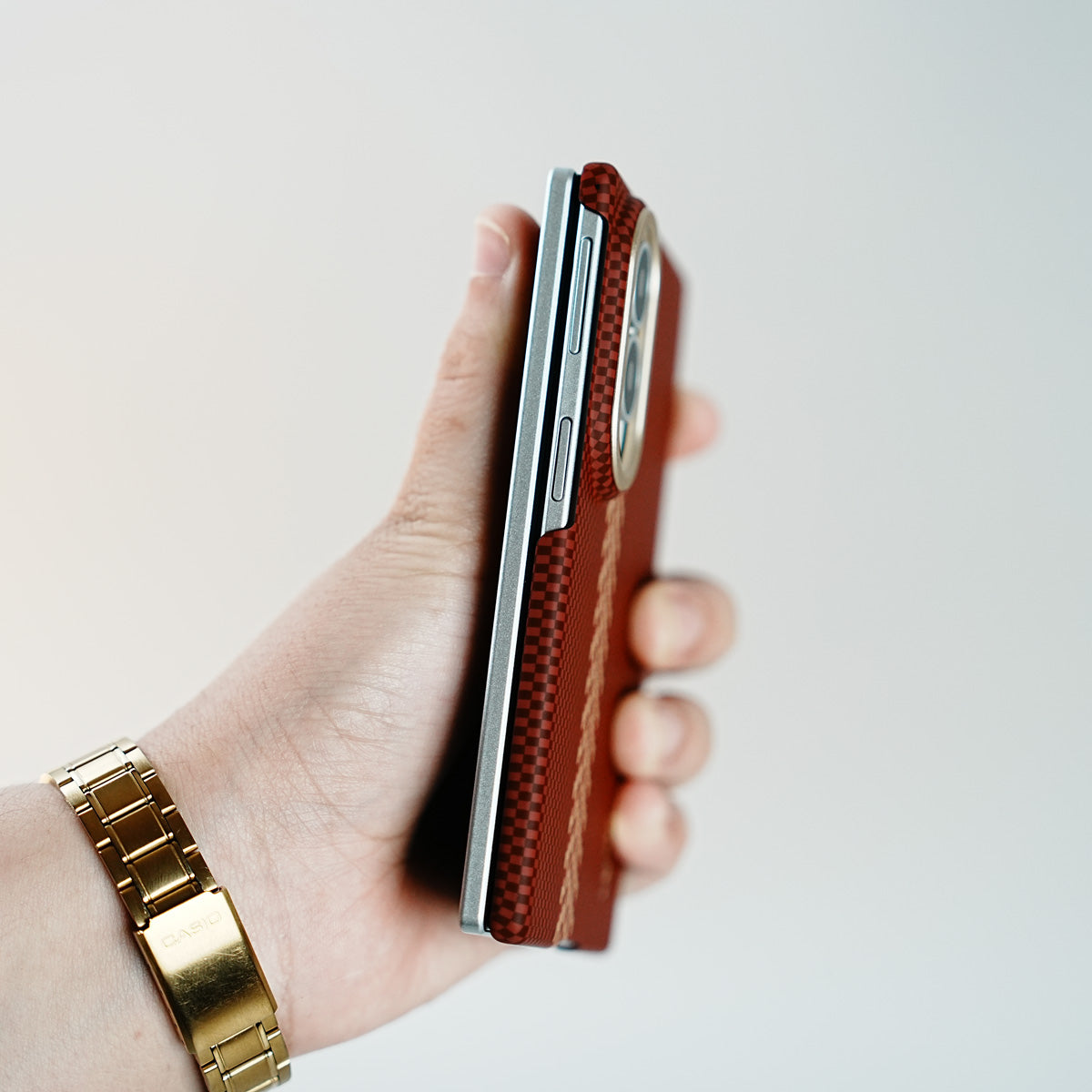 Check Pattern Magnetic Back Case for Galaxy Z Fold 8 | Chevron Stripe Design