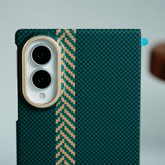 Check Pattern Magnetic Back Case for Galaxy Z Fold 8 | Chevron Stripe Design