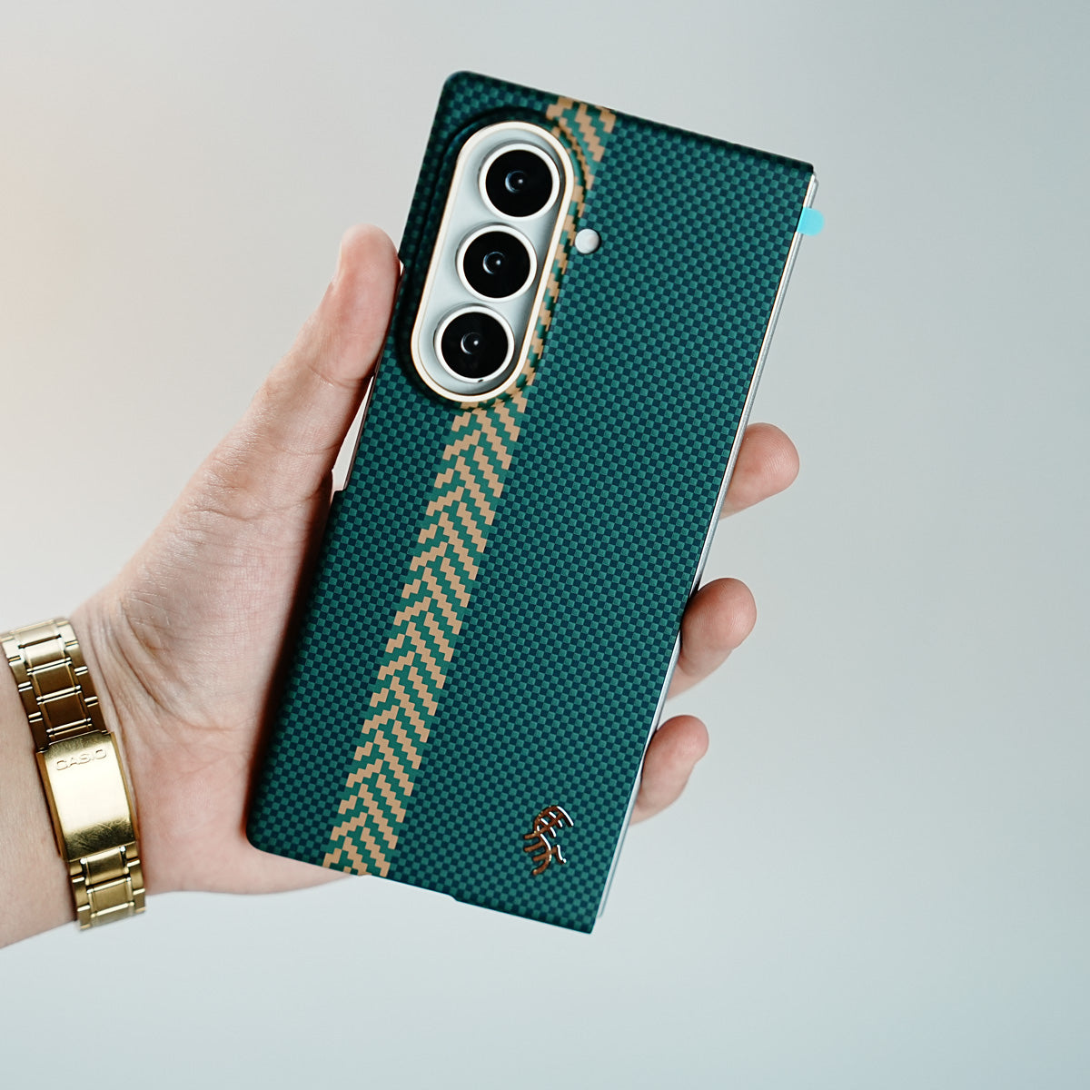 Check Pattern Magnetic Back Case for Galaxy Z Fold 8 Ultra | Chevron Stripe Design