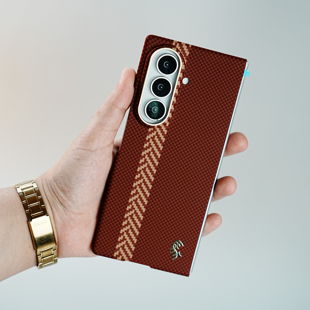 Check Pattern Magnetic Back Case for Galaxy Z Fold 8 Ultra | Chevron Stripe Design