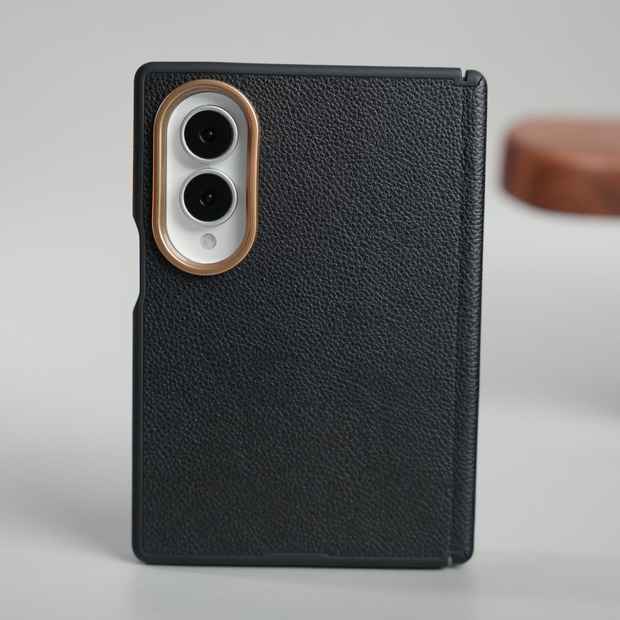 Leather Texture Magnetic Case for Galaxy Z Fold 8 | Hinge Protection and Metal Camera Guard