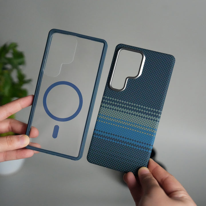 Galaxy S25 Ultra Detachable Back Panel MagSafe Case | 2-in-1 Hybrid Cover with Replaceable Design | GreenBlue