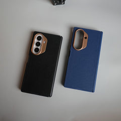 Leather Texture Magnetic Case for Galaxy Z Fold 7 | Hinge Protection and Metal Camera Guard