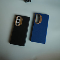 Leather Texture Magnetic Case for Galaxy Z Fold 7 | Hinge Protection and Metal Camera Guard