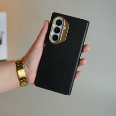 Leather Texture Magnetic Case for Galaxy Z Fold 7 | Hinge Protection and Metal Camera Guard