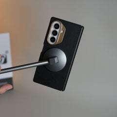 Leather Texture Magnetic Case for Galaxy Z Fold 7 | Hinge Protection and Metal Camera Guard