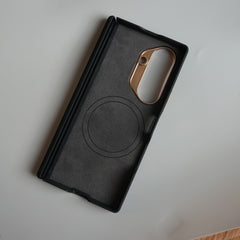 Leather Texture Magnetic Case for Galaxy Z Fold 7 | Hinge Protection and Metal Camera Guard