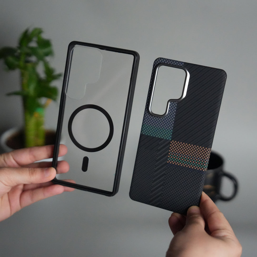 Galaxy S24 Ultra Detachable Back Panel MagSafe Case | 2-in-1 Hybrid Cover with Replaceable Design | GrayWhite